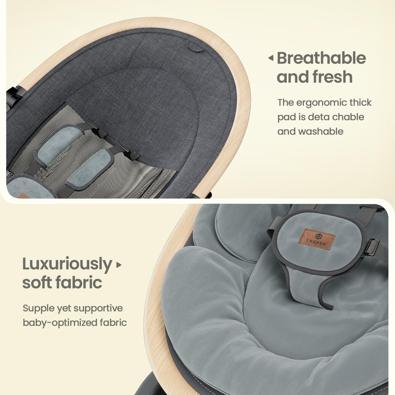 Electric Baby Swings for Infants, Infant Swing with Music Speaker, 3 Seat Positions, 5 Speeds and Remote Control for Newborn Boy Girl, Indoor & Outdoor Use, Black