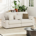 MALOL 76' Loveseat Sofa, Cloud Foam Couch, 3 Seater Upholstered Midcentury Mondern Love Seat with USB Type C Ports, 4 Pillows and Storage Armrest for Living Room/Small Spaces, Beige | Breathable material