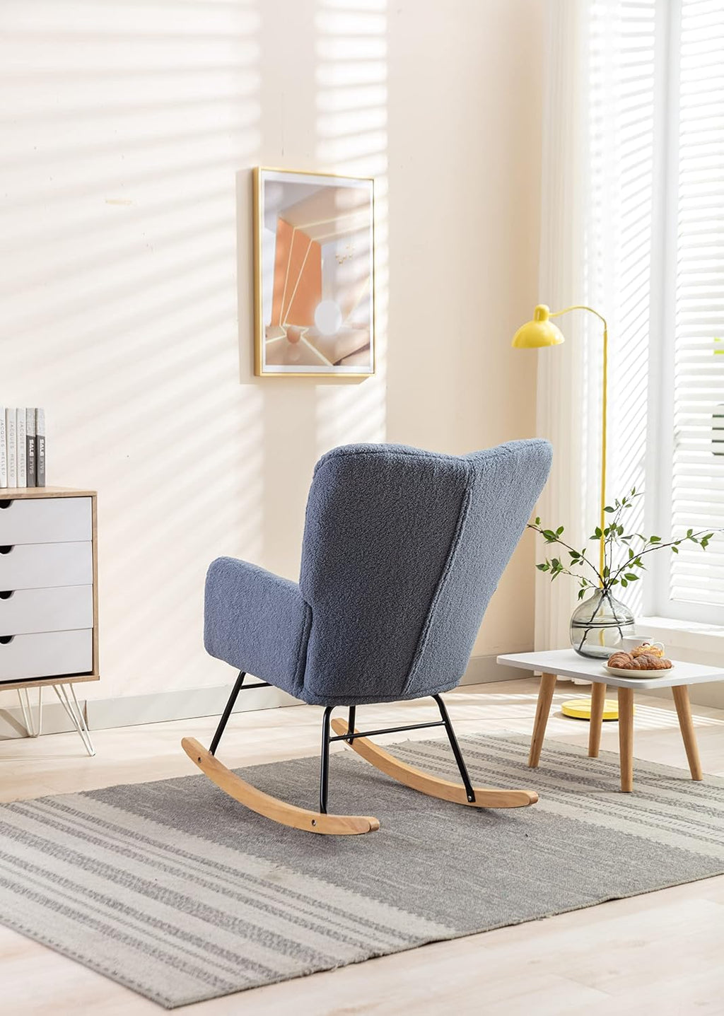 Rocking Chair Nursery Gilder, 31.5' D×27.6' W×37.4' H, Soft Teddy Fabric, 250LBS Capacity, Living Room & Nursery Accent Furniture