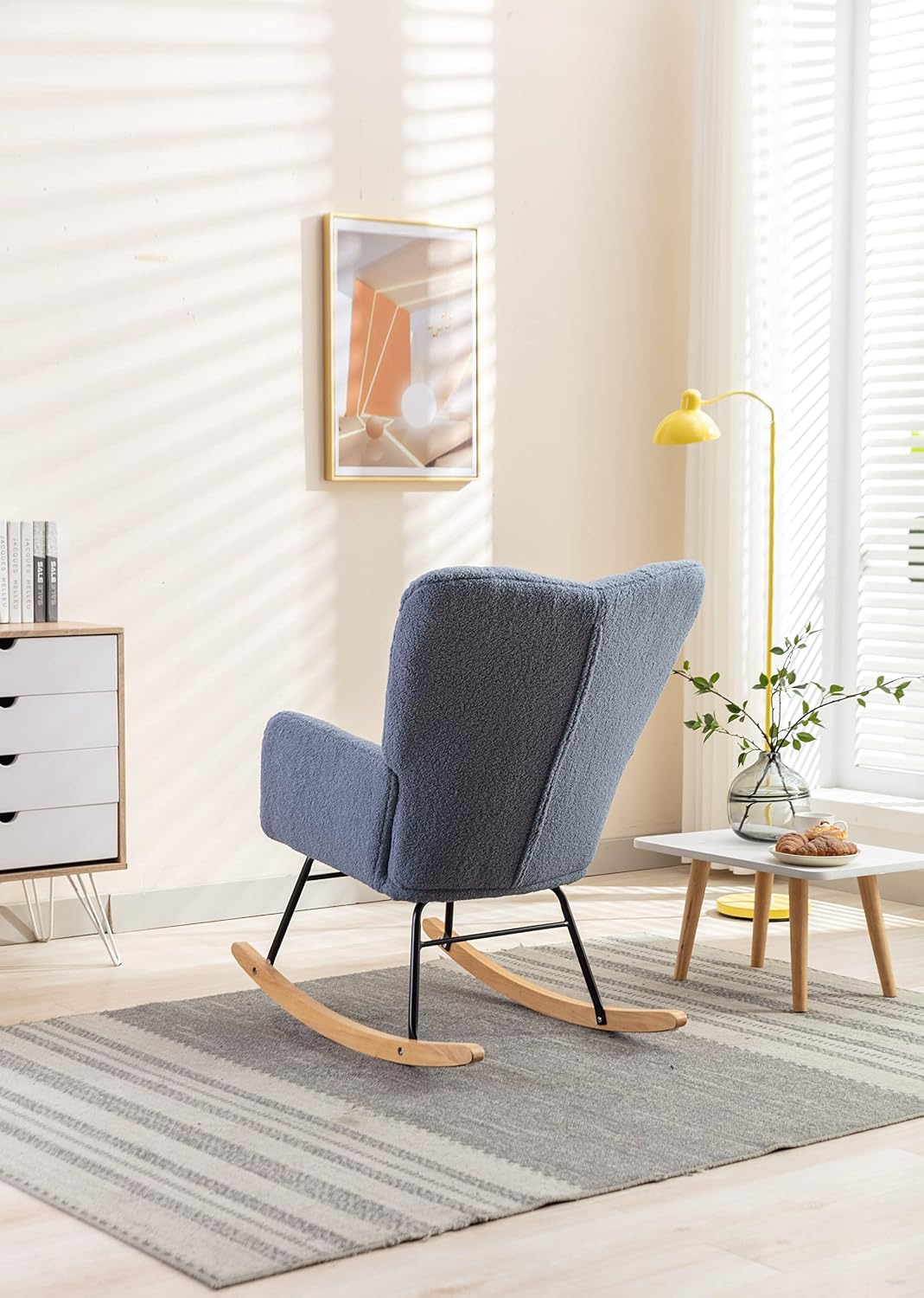Rocking Chair Nursery Gilder, 31.5' D×27.6' W×37.4' H, Soft Teddy Fabric, 250LBS Capacity, Living Room & Nursery Accent Furniture