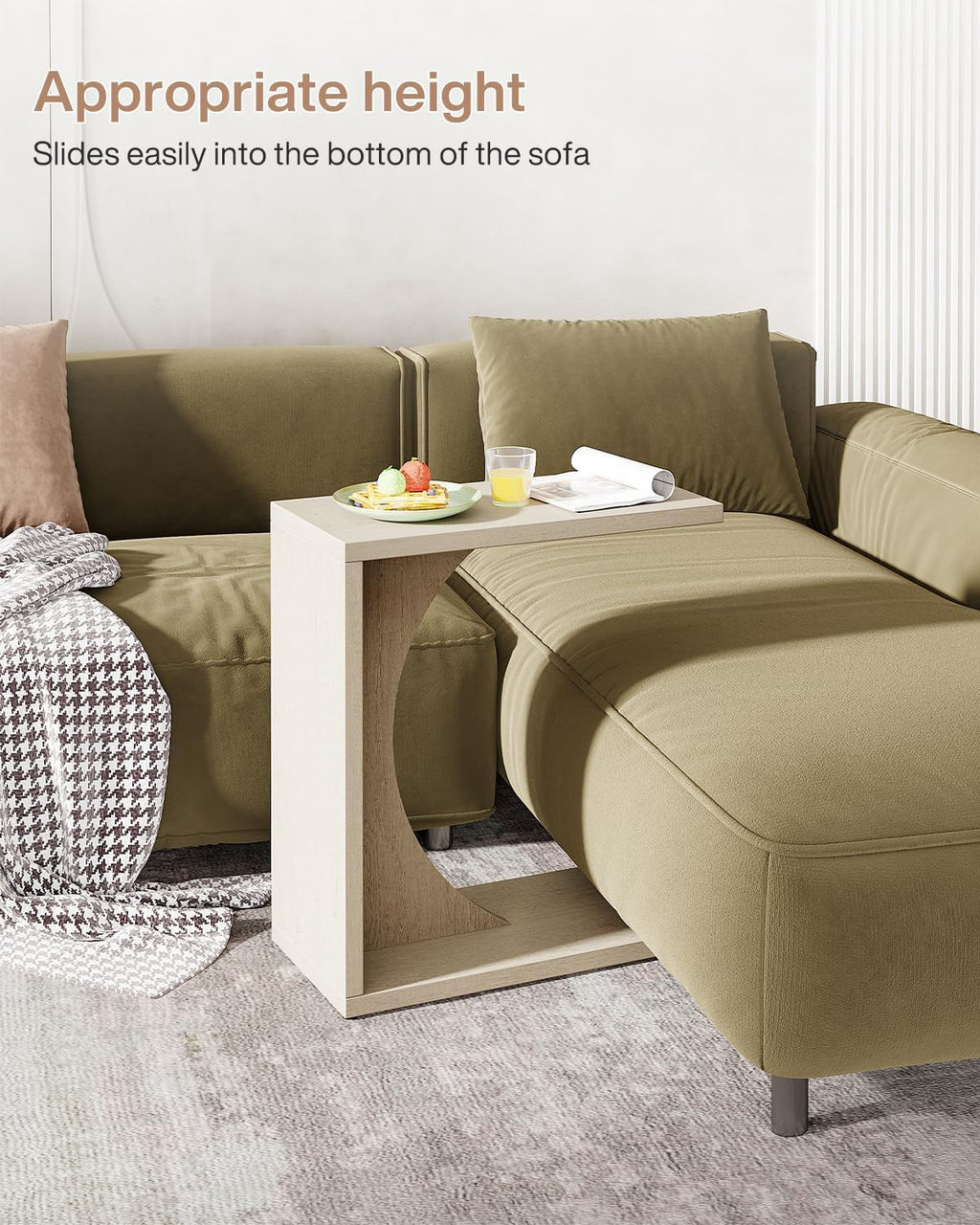 Tribesigns C-Shaped End Table for Couch, Sofa Side Table, C Table for Small Space, Living Room, Bedroom (2, Beige)