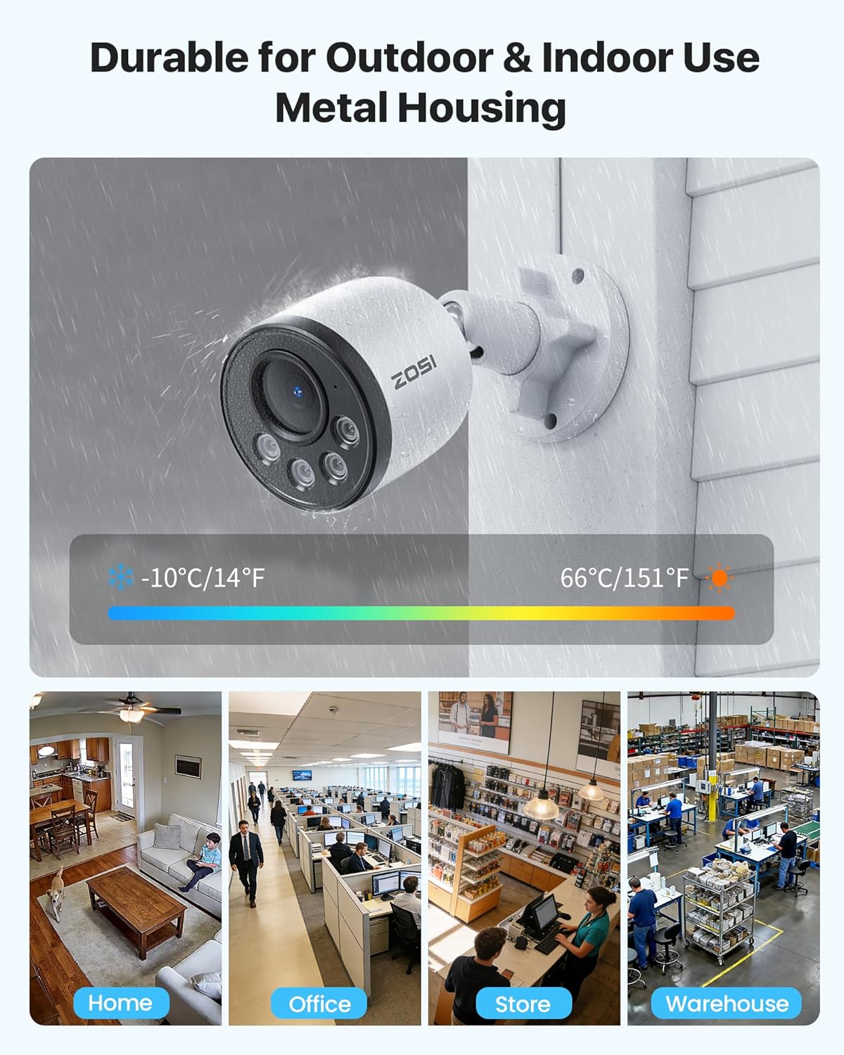 ZOSI 5MP Security Camera System with Audio, 4pcs 4MP Wired Outdoor Indoor PoE Cameras, Smart Person Vehicle Detection, 100ft Night Vision, H.265+ 8CH CCTV NVR for Home, No Monthly Fee (NO Hard Drive)