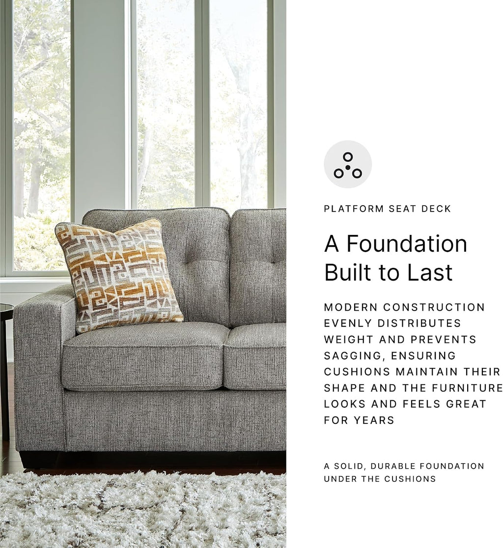 Signature Design by Ashley Fanciful Classic Sofa with Tufted Cushion and Removable Cushion, Light Gray