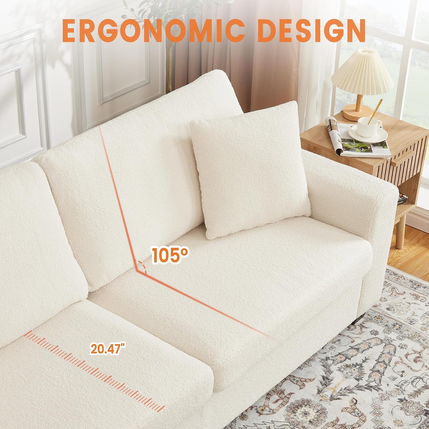83 Inch Oversized Loveseat Sofa, Modern Corduroy 2 Seater Deep Seat Couch with Wide Armrest, Removable Washable Cushion Cover, Cozy Sofa for Living Room Bedroom Apartment