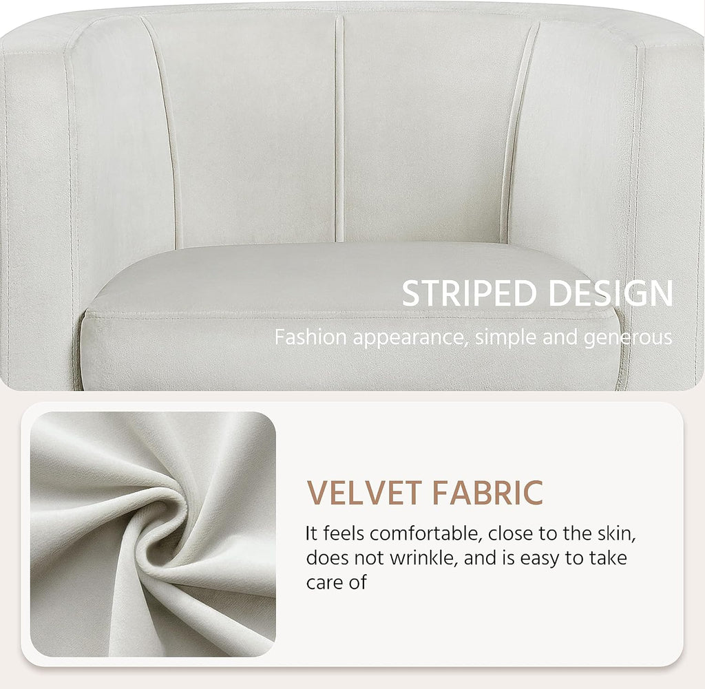 Yaheetech Velvet Accent Chair, Modern and Comfortable Armchairs, Upholstered Barrel Sofa Chair for Living Room Bedroom Waiting Room, Beige, 2pcs