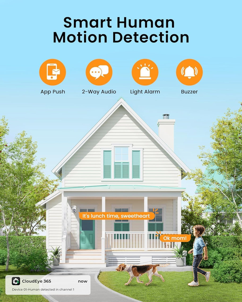 Camcamp Wireless Security Camera System, Solar Powered PTZ 6 Cam-kit Camera Security System, 500GB HDD, 4MP NVR,Easy Installation, Color Night Vision, 2 Way Audio, 2.4G & 5G WiFi for Home Outdoor