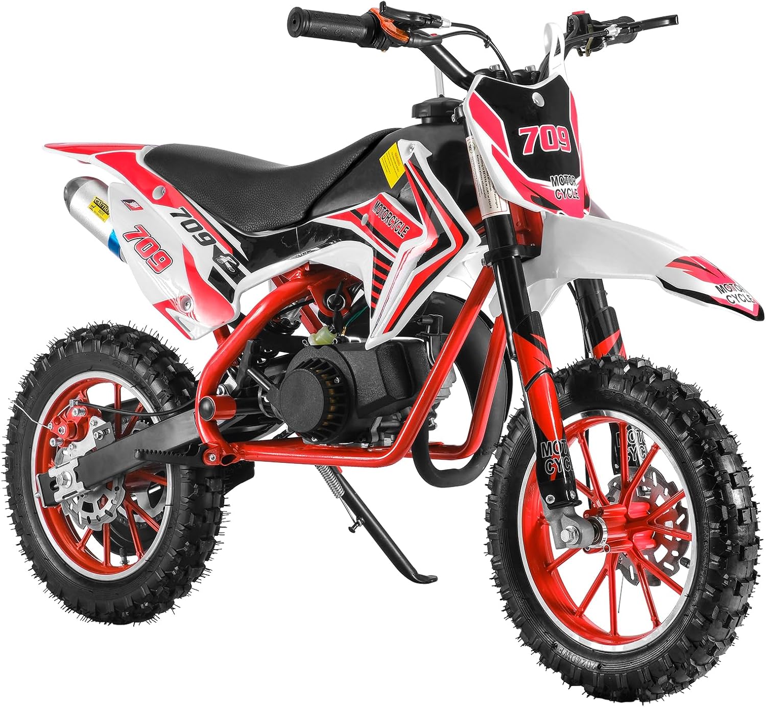 49cc 2-Stroke Kids Dirt Bike, Gas Power Motocross, Off Road Mini Motorcycle, Pocket Motorbike with Front Rear Disc Brakes, Racing Max Speed 30KM/H (Red)