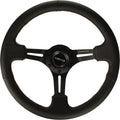 NRG Innovations NRG-RST-018R-RS Reinforced Steering Wheel 350mm Sport Steering Wheel (3' Deep) Black Leather with Red Stitching, Slit Spoke Design over Circular Cut-Outs