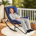 IDEALHOSUE Papasan Rocking Chair with Foot Rest, Ergonomic Papasan Chair with Thick Waterproof Cushion, Metal Frame & PE Rattan Lounge Chairs for Living Room Bedroom Relaxation Space