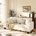83' Modern Couch with Cup Holders, 3 Seater Couch with Comfy Pillow & Side Storage Pockets, Corduroyn Small Couch with Deep Seat Couch for Living Room, Bedroom, Apartment and Office (Beige)