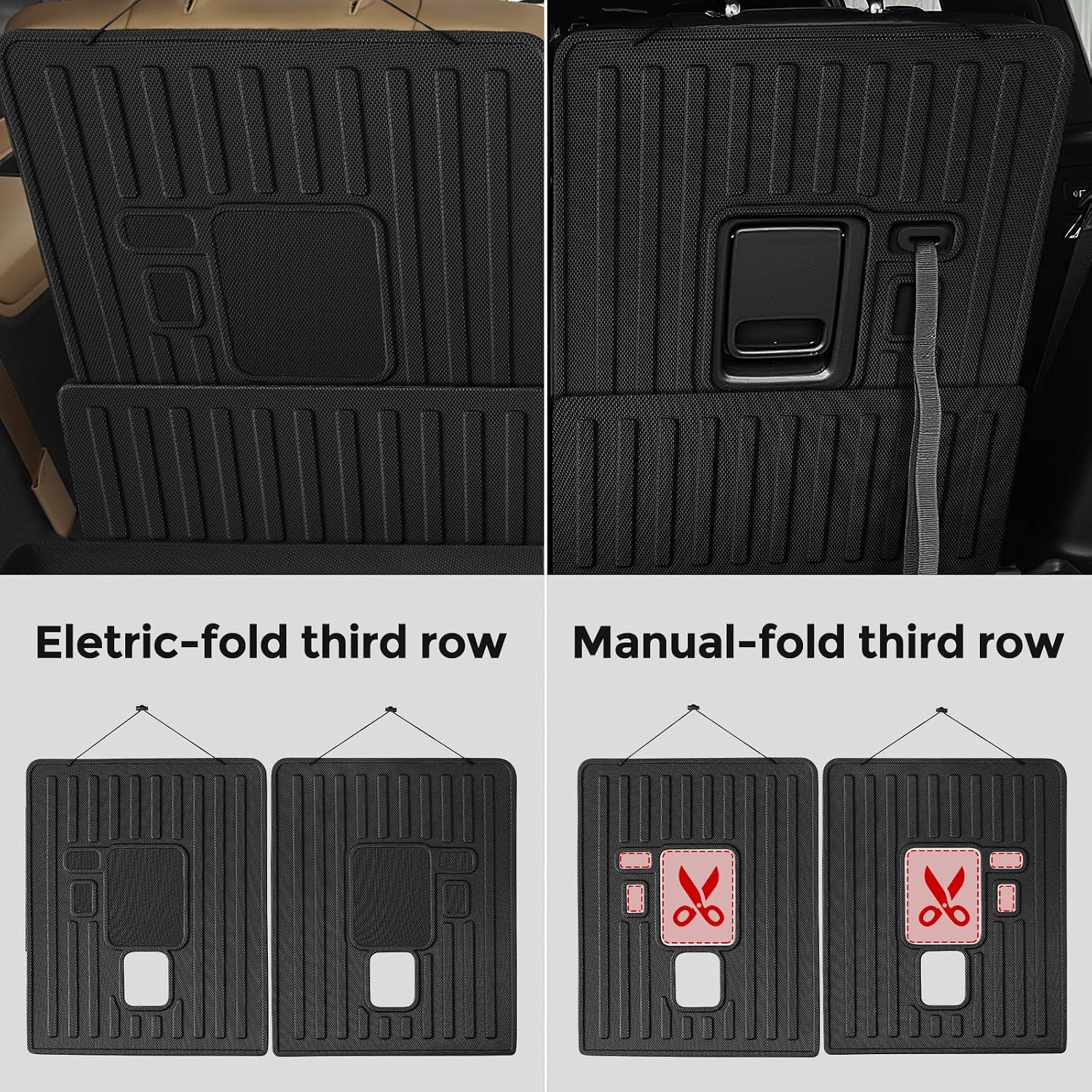 Floor Mat for Jeep Grand Cherokee L: Rubber Custom Fit Front Rear Backrest Cargo Mat Door Spill Set - All Weather Car Accessories for 6-Passenger Without Center Console 2021 2022 2023 2024 2025 2026
