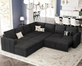 Belffin Modular Sectional Sofa with Sleeper Sofa Couch Pullout Bed, Oversized U Shaped Sleeper Sectional Couch with Storage Seat for Living Room, Dark Grey