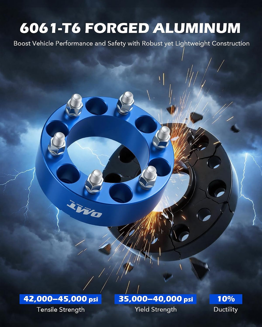 Orion Motor Tech 6x5.5 Wheel Spacers, 2 Inch Blue Wheel Spacer Kit with M14x1.5 Studs Compatible with Chevy Silverado 1500 Chevrolet Tahoe GMC Yukon Suburban, 108mm Bore Blue Wheel Spacers