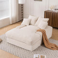 Ball & Cast Chaise Lounge Chair Indoor,Sleeper Sofa Bed W/ 4 Removable & Washable Pillows,54' Corduroy Couch Reading Lounge Chair W/Wide Armrest,for Living Room,No Assembly Required,Beige