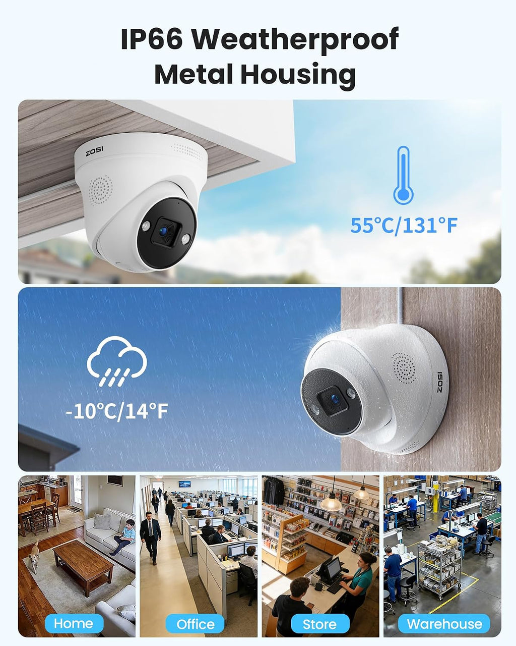 ZOSI 4K PoE Security Camera System, Person Vehicle Detection, 6pcs 4K Indoor Outdoor Spotlight PoE Cameras, Night Vision, 2 Way Audio, 8CH 8MP Home Surveillance NVR with 2TB HDD for 24/7 Recording