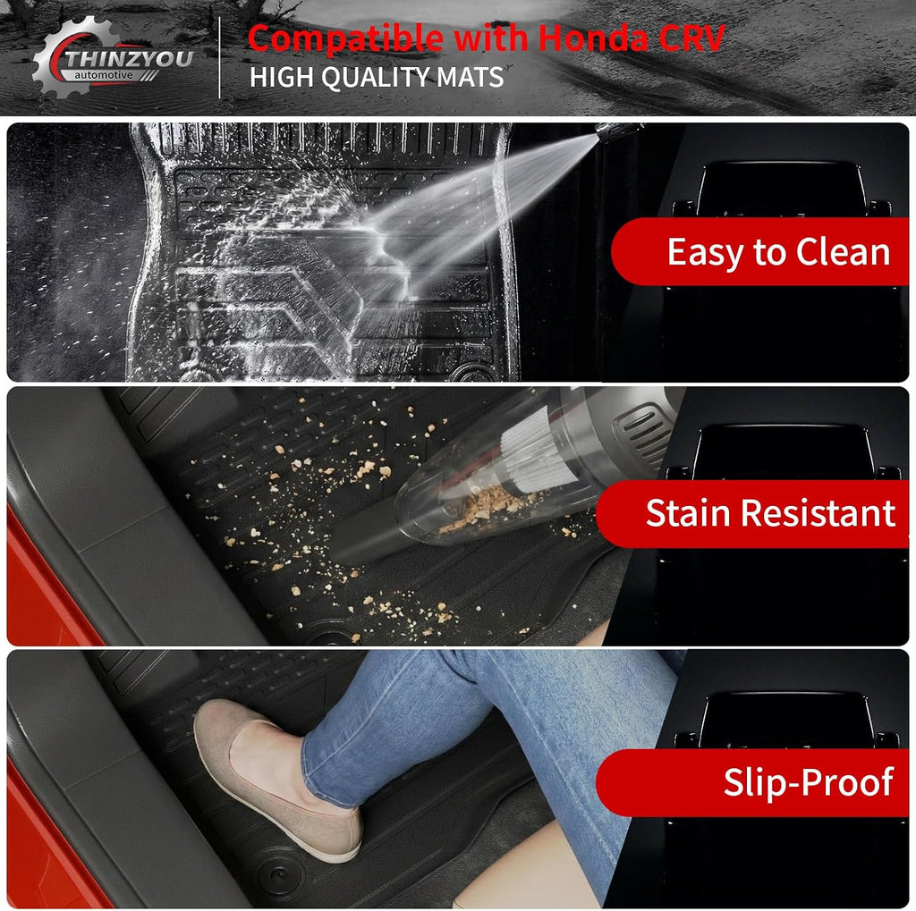 Floor Mats Compatible with 2023 2024 2025 2026 Honda CRV Cargo Mats Liner TPE Back Seat Cover Trunk Mats Fuel 2024 CR-V Accessories Non-Hybrid (Lower Deck, Trunk Mat+Backrest Mats+Floor Mats)