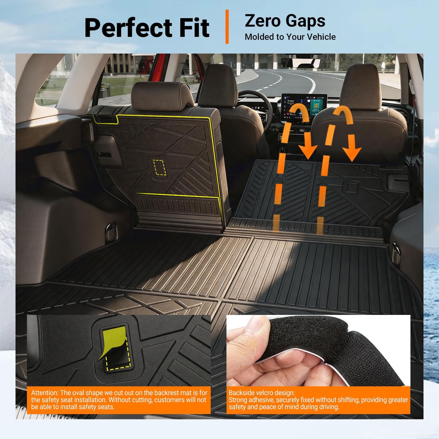 powoq Floor Mat Compatible with 2026 Toyota RAV4 Floor Liner (NOT for PHEV/Subwoofer) TPE Backrest Trunk Mat Replacement for 2026 Toyota RAV4 Accessories (Trunk Mat+Backrest Mat+Floor Mats)