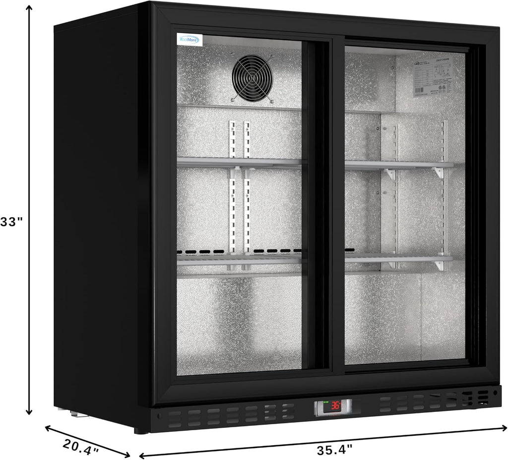 KoolMore BC-2DSL-BK Commercial-refrigerators, Double Sliding Door, Black, 7.4 cubic feet