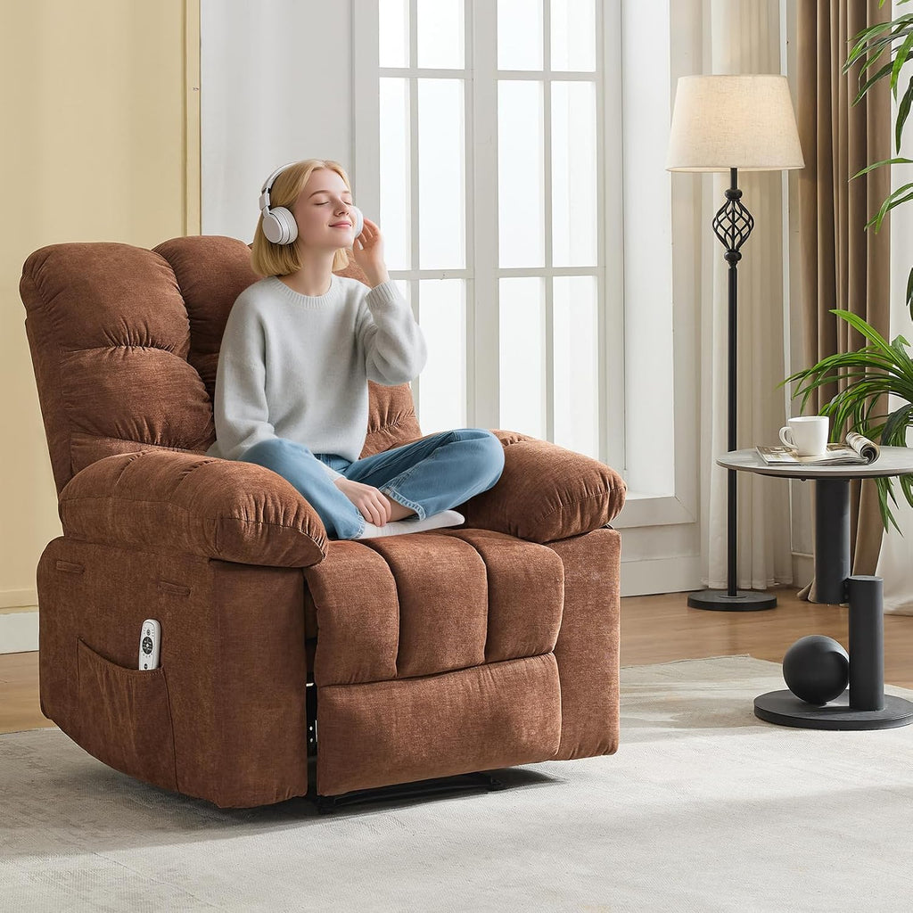 21.4in Wide Rocking Recliner Chair,Massage & Heat Recliner Chair for Adults,Home Theater Seating with Lumbar Support,Nursery Rocking Chairs for Living Room