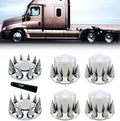 TORQUE Chrome Spiked Front and Rear Axle Complete Wheel Cover Set 33mm Screw-on Lug Nut Covers for Semi Trucks (Installation Tool Included) Standart Hub Caps Kit (2 Front & 4 Rear) (TR571)