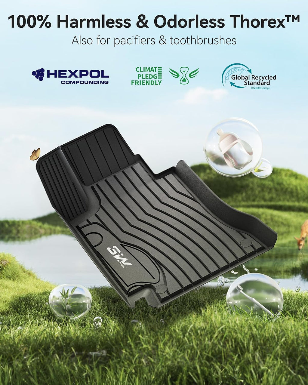 3W Floor Mats for Mercedes Benz C-Class 2015-2021(for Sedan Only,not fit Coupe and Cabriolet) TPE All Weather Custom Fit Floor Liner for Benz C-Class C300/C400/C350e/C43 AMG/C63 AMG/C63 AMG S