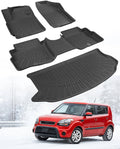 DiffCar® for Kia Soul Floor Mats: 2010 2011 2012 2013 Cargo Liner | All-Weather Custom Fit Car Accessories for Kia Soul Interior Protection | TPE Rubber Box Car Floor Trunk Carpet 4PCS Full Set Black