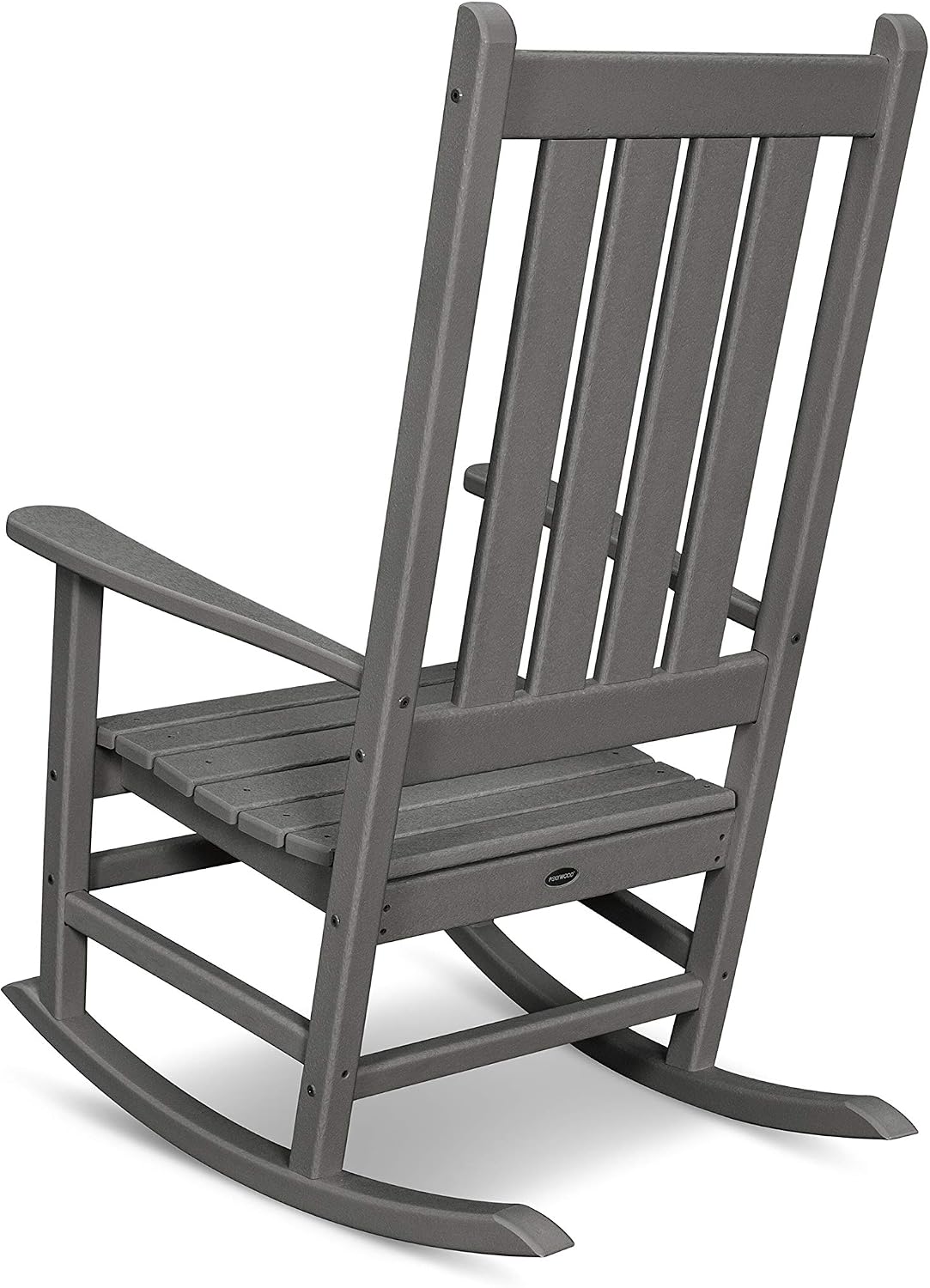 Polywood Vineyard Porch Rocking Chair, HDPE Outdoor Rocker, Patio Furniture, Black, Made in USA