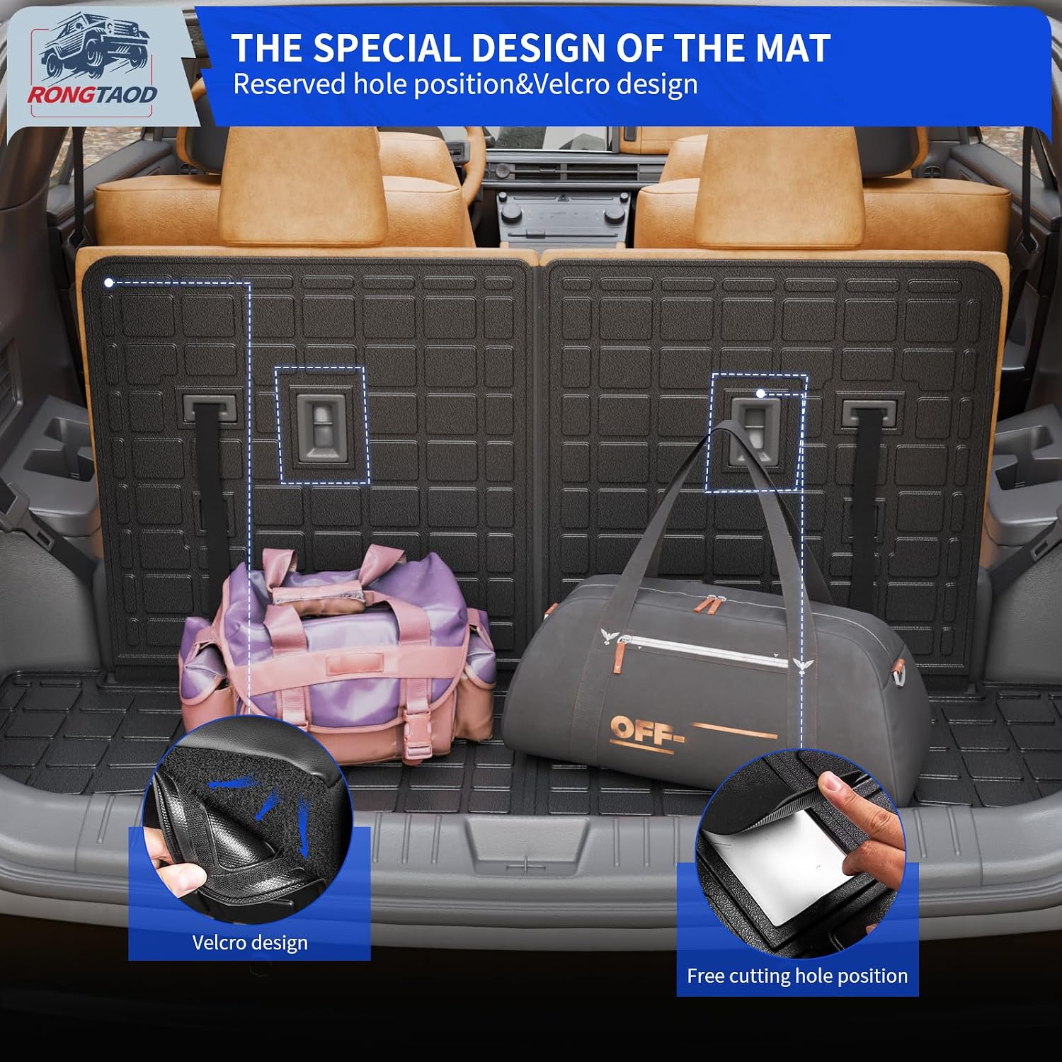Rongtaod Floor Mats Compatible with 2024 2025 2026 Hyundai Santa Fe 6&7 Seats for Gas&Hybrid Trunk Mat Cargo Mat Cargo Liner All Weather Santa Fe Accessories (Trunk Mat with Backrest Mat+Floor Mats)