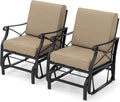Tangkula Outdoor Glider Rocking Chair, Patio Gliding Chair Furniture with Metal Frame and Thick Cushions for Porch, Balcony, Garden and Yard (2 Pack)
