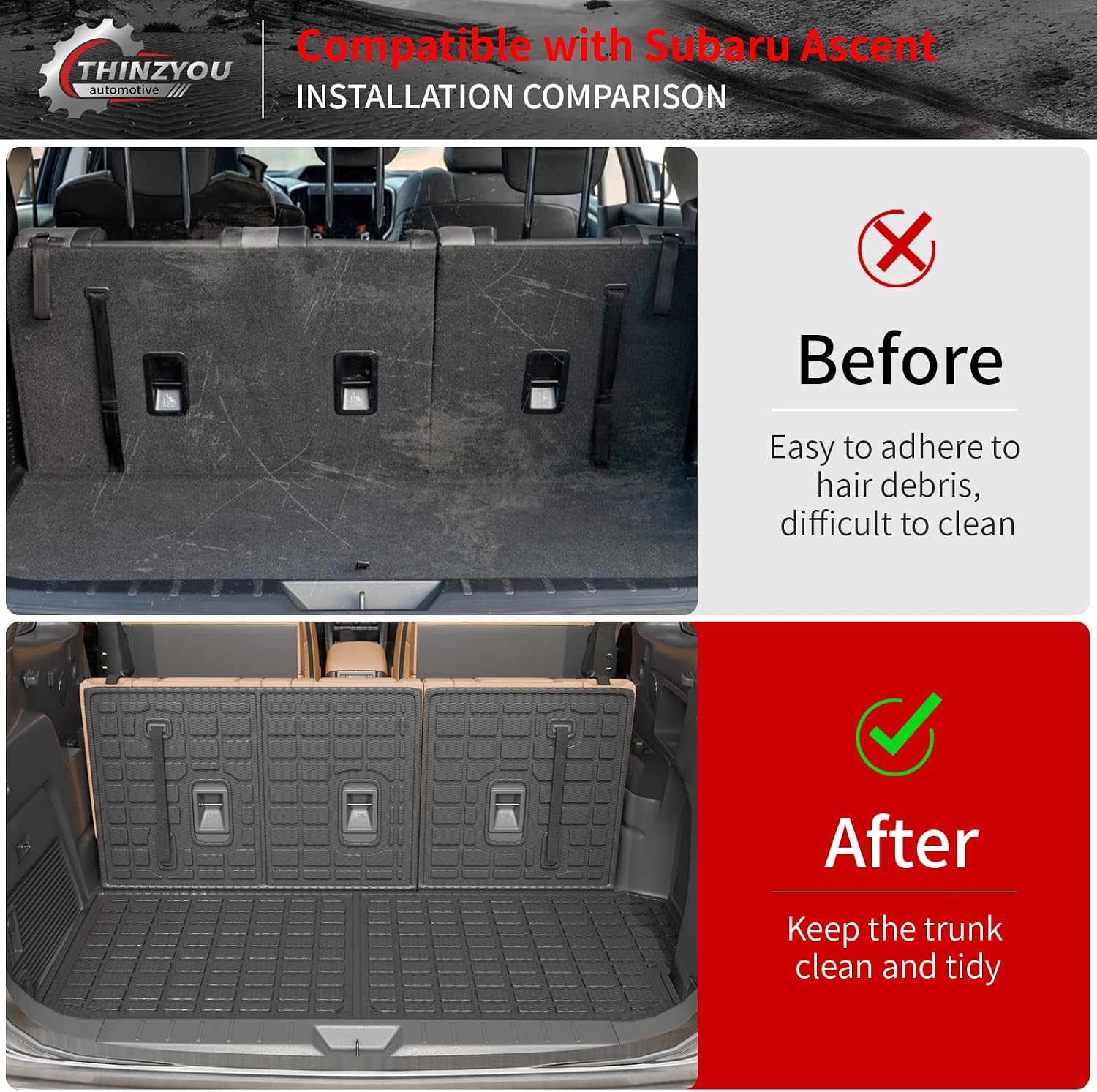 Floor Mats Compatible with 2019-2025 2026 Subaru Ascent Cargo Mat Liner TPE Back Seat Cover Protector 2023 Ascent Accessories (Fit 7&8 Seats, Trunk Mat+3rd Row Backrest Mats+Floor Mats)