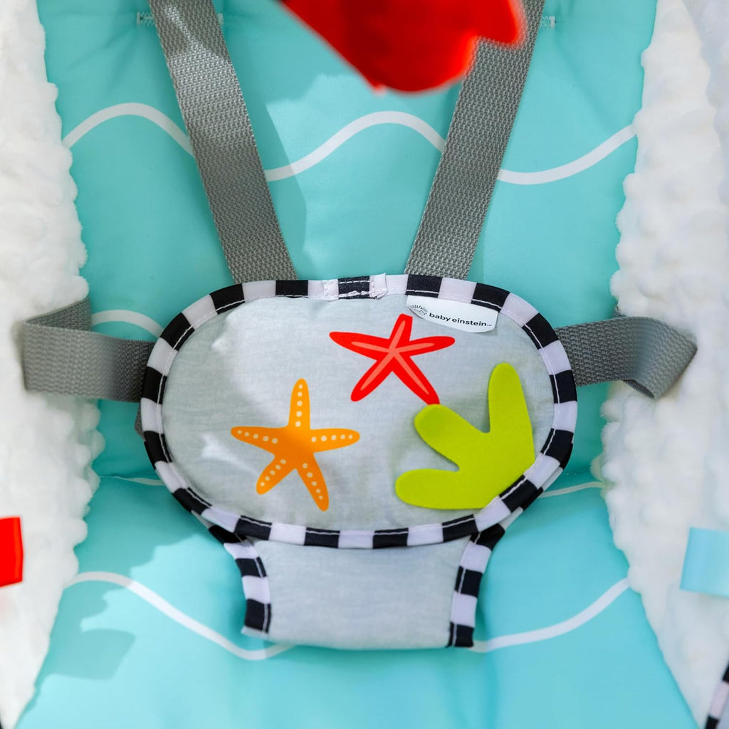 Baby Einstein Ocean Explorers Musical Compact, Lightweight Baby Swing, 6-Speed Multi-Direction, Vibrations, Music, Sounds, 0-9 Months - Grey