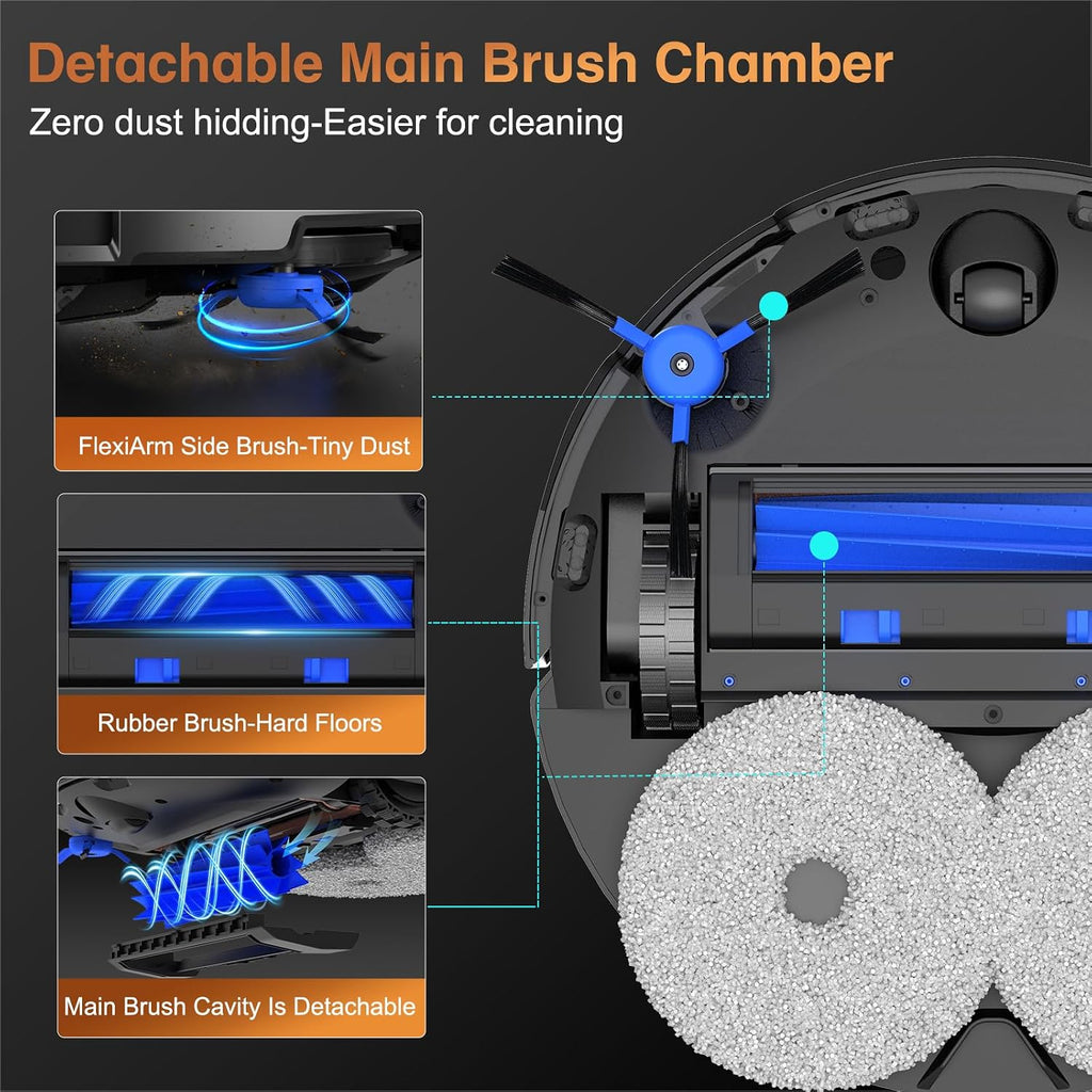 Bcdroid A10 Ultra Robot Vacuum and Mop, 25,000Pa Suction, Triple Lift System, Self-Emptying, Self-Refilling, All-in-One Self-Cleaning Station, AI Obstacle Avoidance