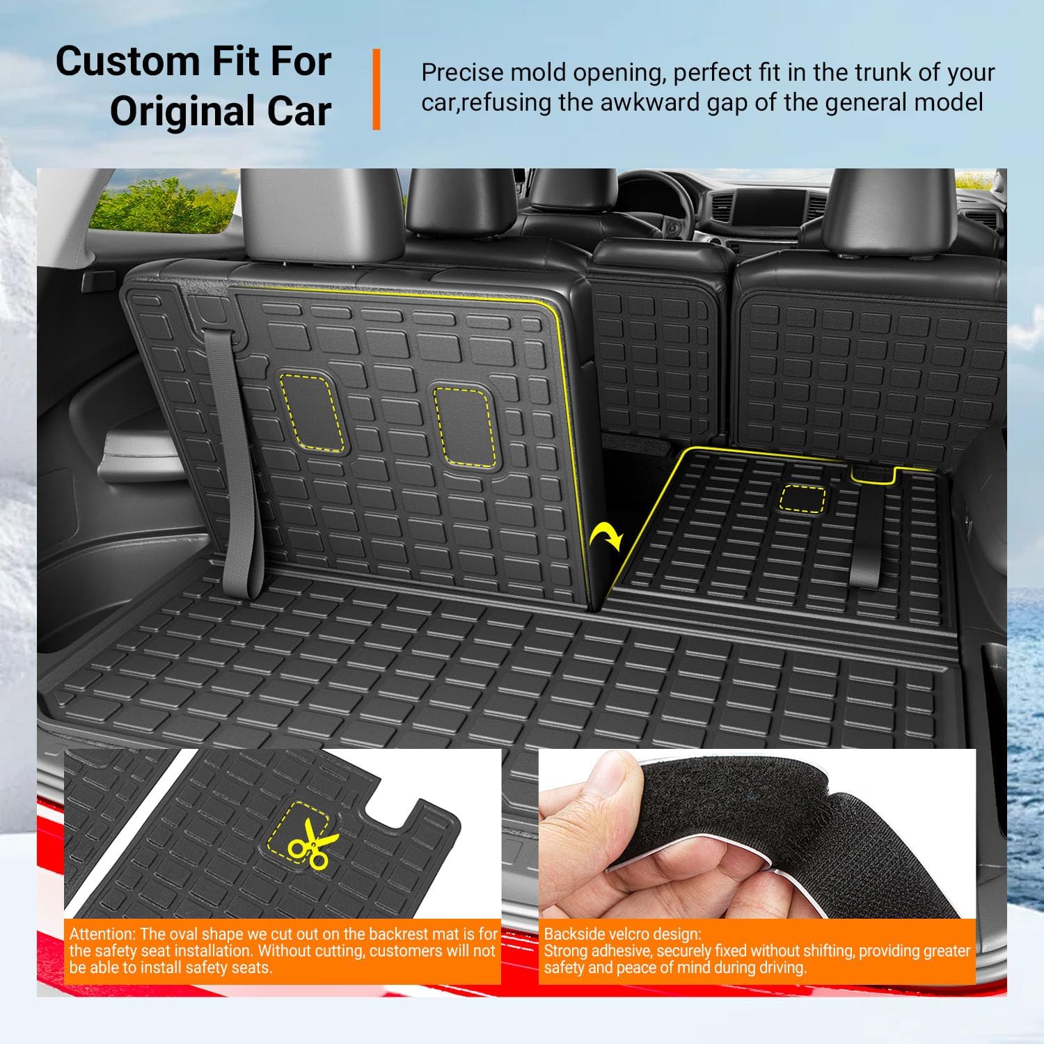 powoq 8-Seat Floor Mats Compatible with 2016-2022 Honda Pilot Cargo Mat Floor Liner Back Seat Protector TPE Replacement for 2016-2022 Honda Pilot Accessories (Trunk Mat with Backrest Mats+Floor mats)