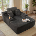 ovios 67'' Chaise Lounge Chair Indoor, Oversized Upholstered Boneless Sofa Bed with Cup Holders, Deep Seat Sleeper Couch, Plush Cloud Sofas Couches for Living Room (Faux Fur, Grey)