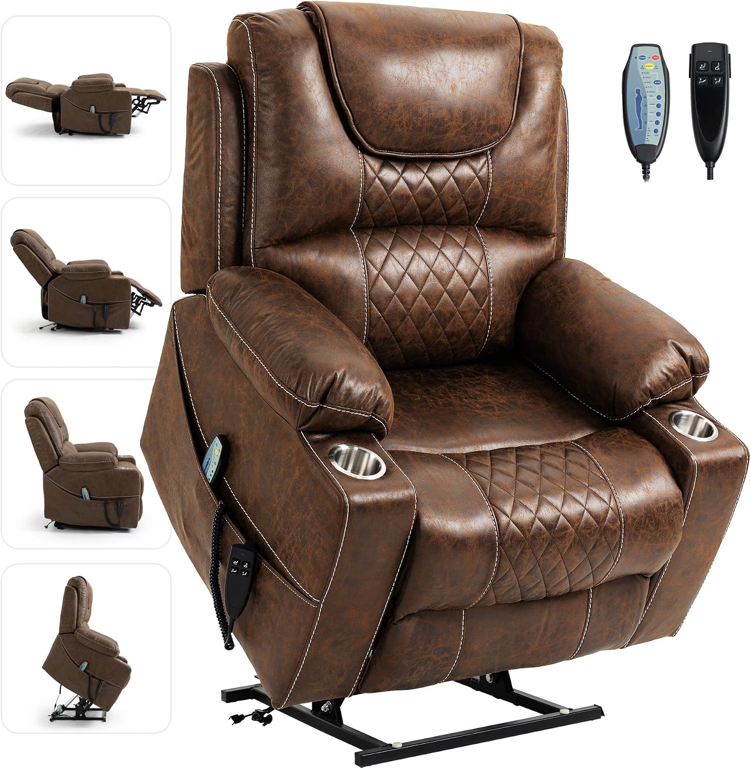 Lazy Boy Recliner ChairLazy Boy Recliner Chair with Heated and Massage, Upgraded Dual Motor Lay Flat Recliners, 25in Extra Wide Seat, Folding Tablet, Side Pocket