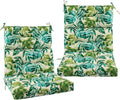 FUNHOME Outdoor High Back Chair Cushions Set of 2,Reversible Lawn Chair Cushion 44 x22 inch,Water Resistant Tufted Adirondack Chair Cushion,for Garden Rocking Chair,Patio Furniture(Palm Leaf)