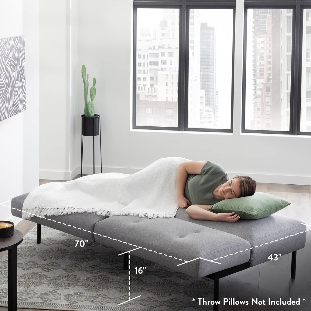 Edenbrook Gilman Futon - Sofa Bed Couch - Small Living Room Furniture - Armless Gray Linen