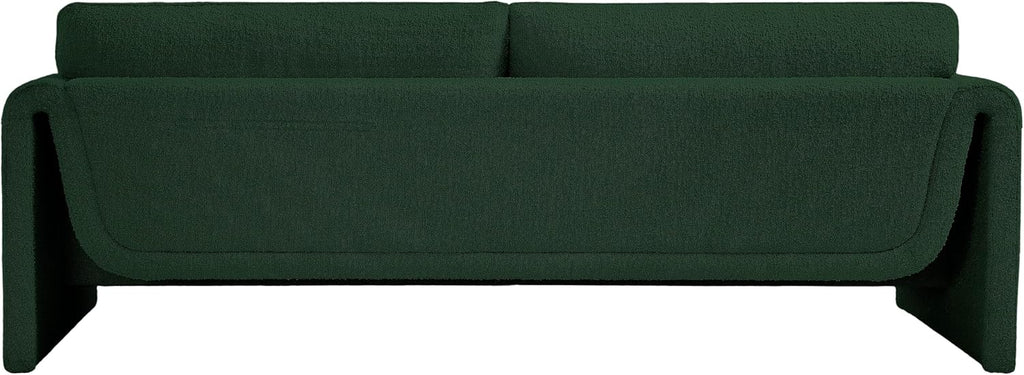 Meridian Furniture 198Green-S Stylus Collection Modern | Contemporary Boucle Fabric Upholstered Sofa with Rich Green Boucle Fabric, Curved Arms, 86' W x 38' D x 31' H, Green