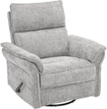 Swivel Rocker Recliner with Adjustable Headrest,Upholstered Glider Rocker Recliner with Overstuffed Armrest,Manual Recliner Nursery Chair for Living Room,Light Grey
