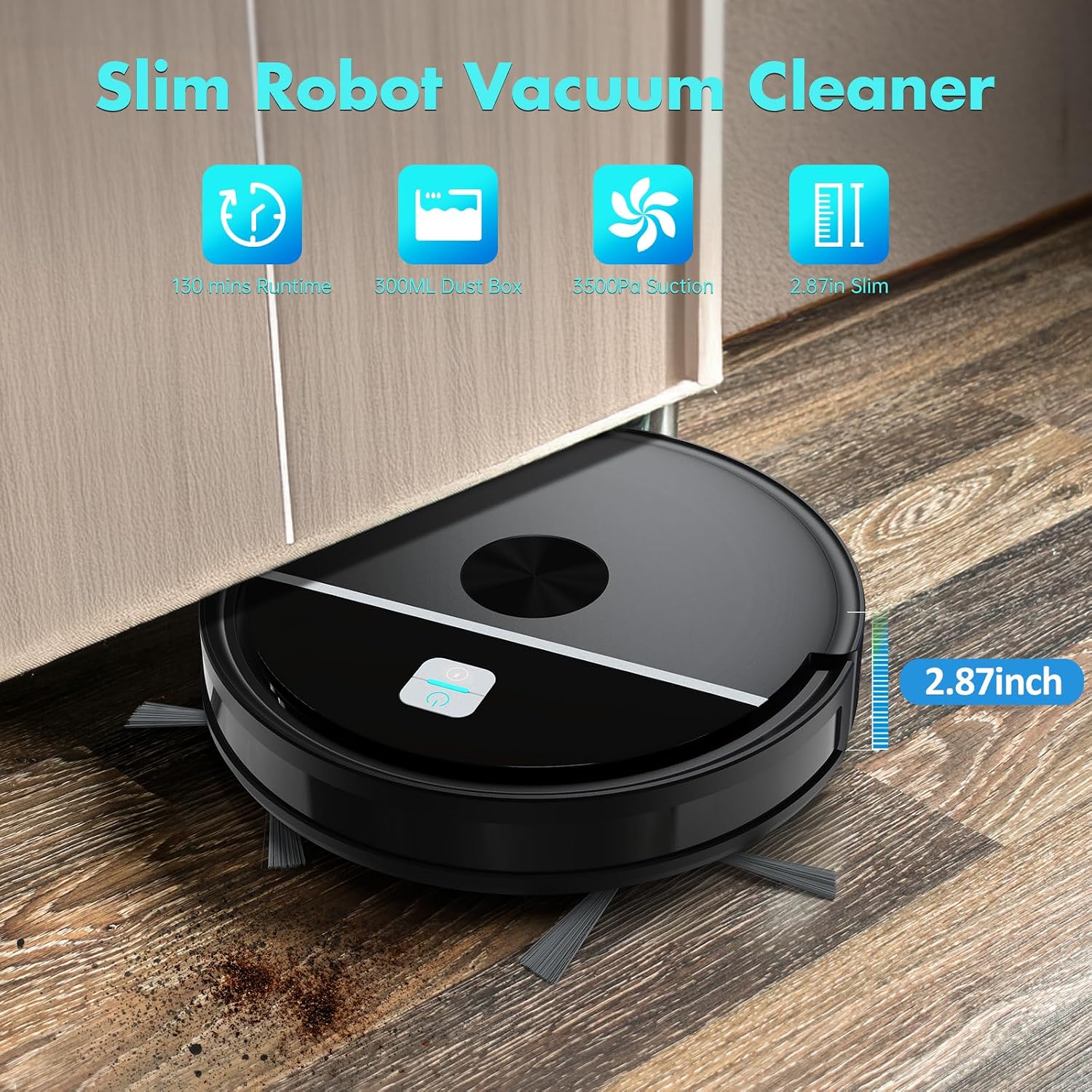 Robot Vacuum and Mop Combination,5000Pa Powerful Suction,Automatic Recharge,2-in-1 Mopping Robot Vacuum Cleaner,with Wi-Fi/App/ Remote,Trash Bin and Water Tank,Suitable for Hair,Hard Floor and carpet