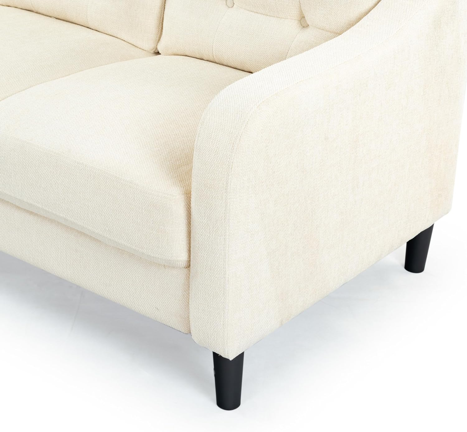 SAFAVIEH Couture Furniture Collection Nathaniel Cream Tufted 3-Seater Sofa