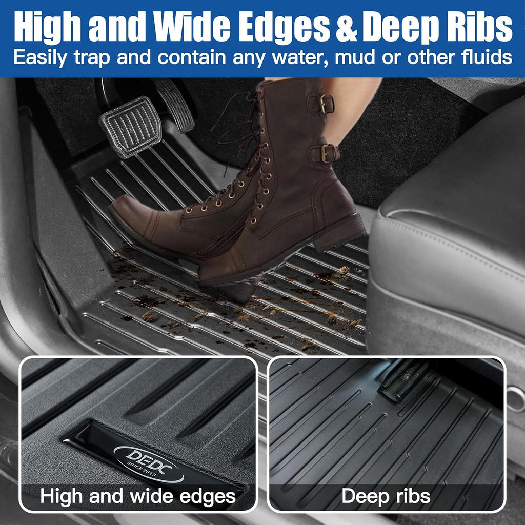 DEDC 6PCS Compatible with Tesla Model Y Floor Mat Full Set Mats Heavy Duty All-Weather Waterproof Protect Cargo Liner Accessories Fit for 5-Seater Model Y 2020-2024