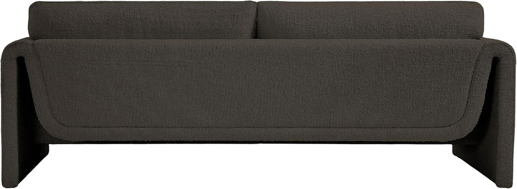 Meridian Furniture 198Brown-S Stylus Collection Modern | Contemporary Boucle Fabric Upholstered Sofa with Rich Brown Boucle Fabric, Curved Arms, 86' W x 38' D x 31' H, Brown