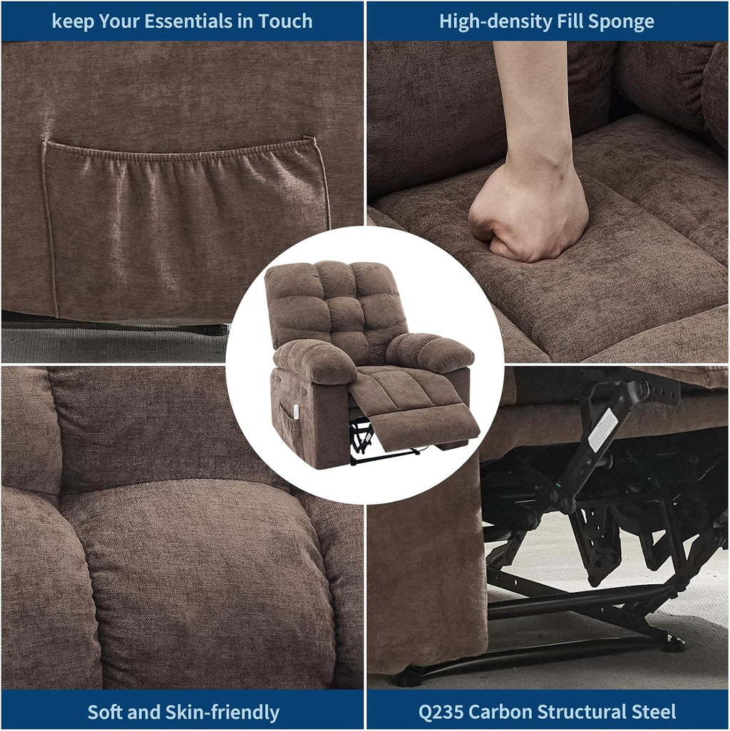 21.4in Wide Rocking Recliner Chair,Massage & Heat Recliner Chair for Adults,Home Theater Seating with Lumbar Support,Nursery Rocking Chairs for Living Room