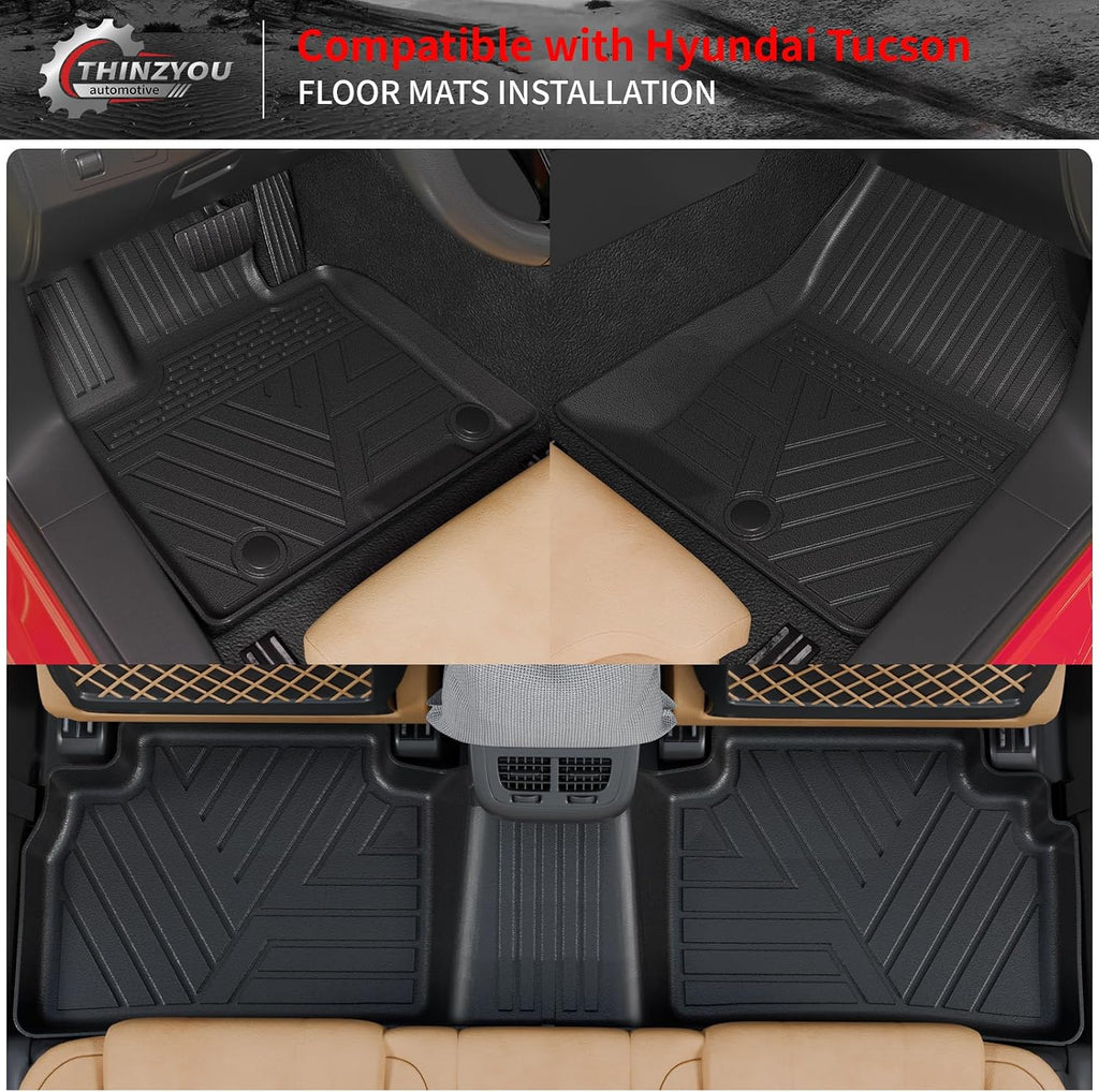 Floor Mats Compatible with 2022-2025 2026 Hyundai Tucson Trunk Mat Cargo Liner Cargo Mat TPE All Weather Back Seat Cover Protector 2024 Tucson Accessories(Floor Mats+Backrest Mats+Trunk Mat)