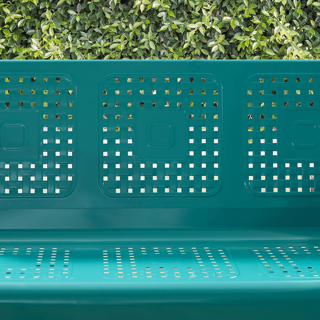 Crosley Furniture Bates Retro Metal Outdoor Sofa Glider, 3-Person Rocking Patio Bench for Porch, Deck, Turquoise Gloss