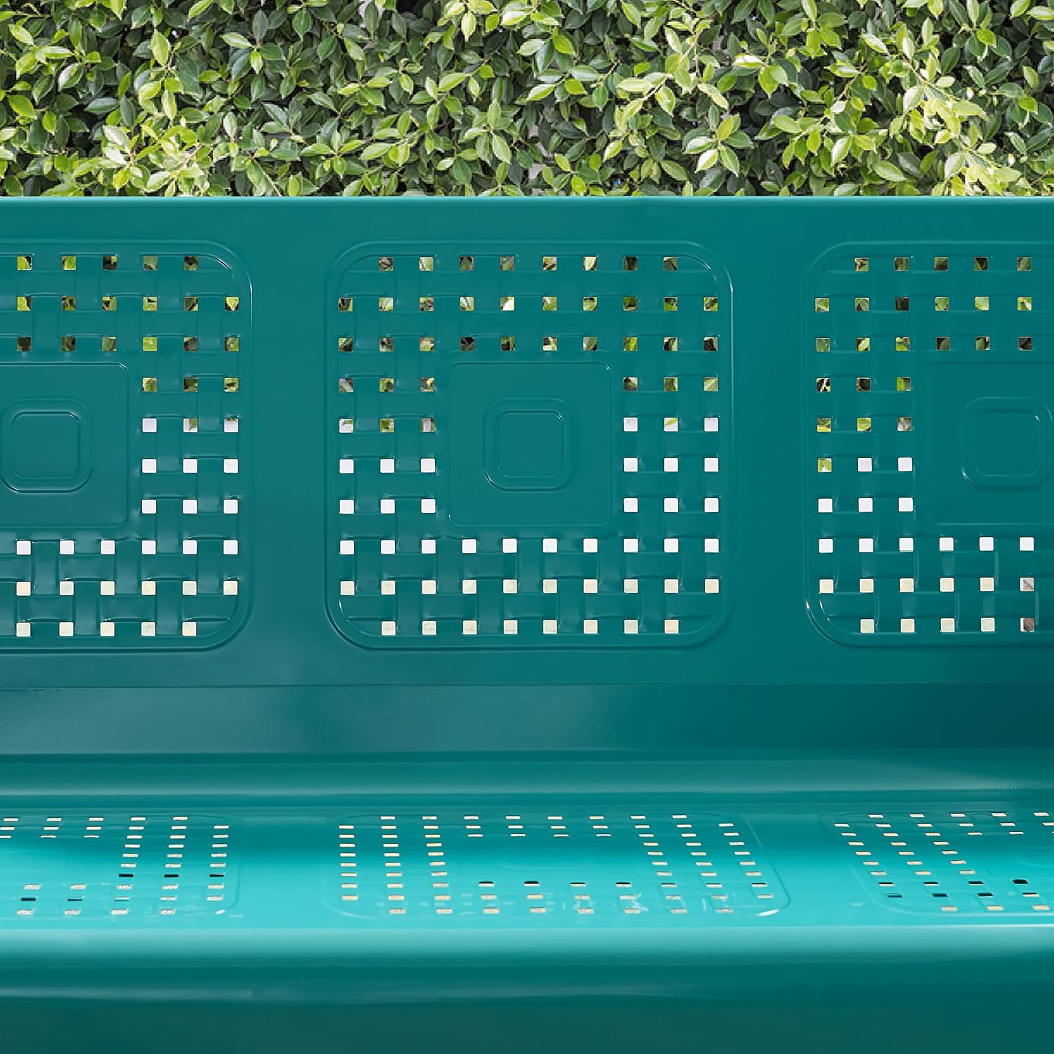 Crosley Furniture Bates Retro Metal Outdoor Sofa Glider, 3-Person Rocking Patio Bench for Porch, Deck, Turquoise Gloss