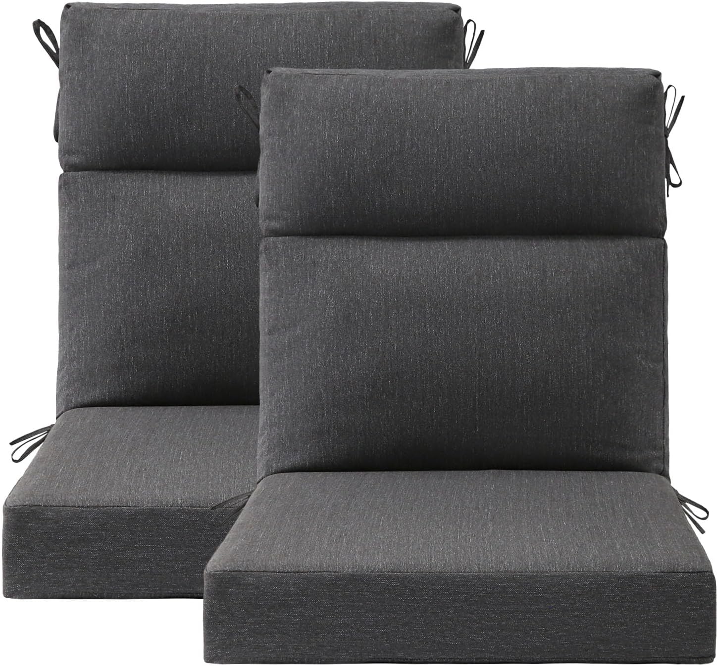 Unimatta Outdoor High Back Chair Cushion Seat Pads, 44 x 21 Inch Water-Repellent & Fade-Resistant Patio Furniture Cushions with Ties for Adirondack, Rocking Chairs, Charcoal