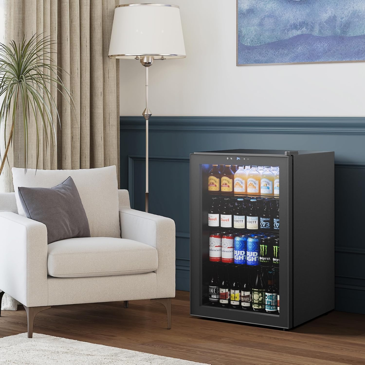 Yeego Beverage Refrigerator Cooler, 155 Cans Mini Fridge with Glass Door Beverage Fridge with Adjustable Shelves for Soda Beer or Wine, Beverage Cooler with Digital Temperature Control for Home Office
