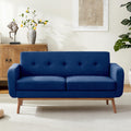 HUIMO Sofa Couch, Mid Century Modern Sofa with Solid Wood Frame, Button Tufted Couch for Bedroom, Living Room, Office, Apartment (Dark Blue, 60 inch)